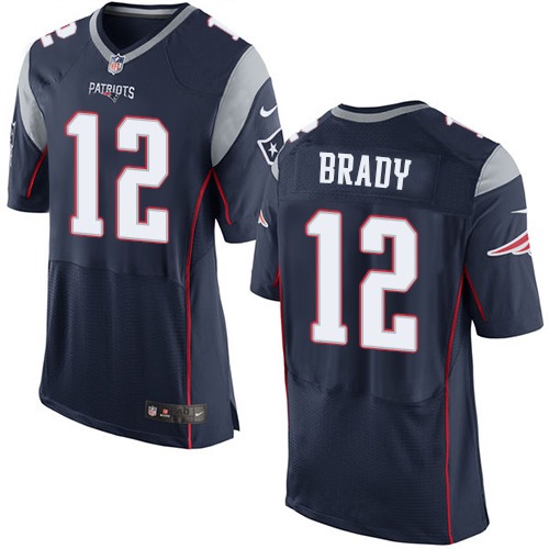 Men's Elite Tom Brady Nike Jersey Navy Blue Home - #12 NFL New England Patriots